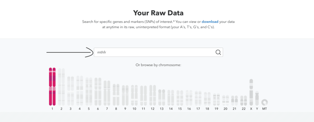 MTHFR in 23andme interface