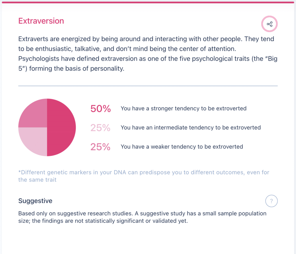 Genomelink personality test results